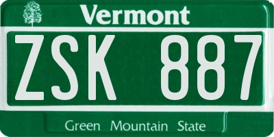 VT license plate ZSK887