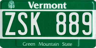 VT license plate ZSK889