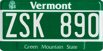 VT license plate ZSK890