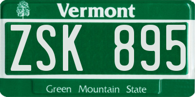 VT license plate ZSK895