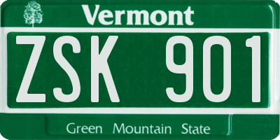 VT license plate ZSK901