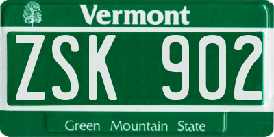 VT license plate ZSK902
