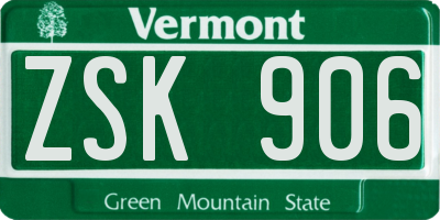 VT license plate ZSK906