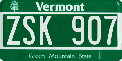 VT license plate ZSK907