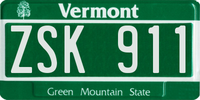 VT license plate ZSK911
