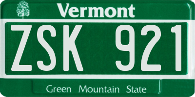 VT license plate ZSK921