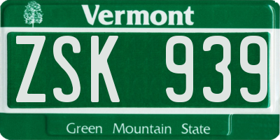 VT license plate ZSK939