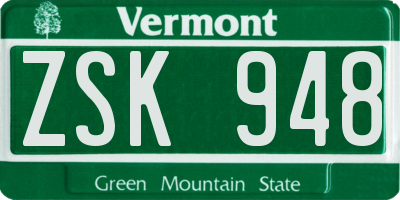 VT license plate ZSK948