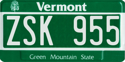 VT license plate ZSK955
