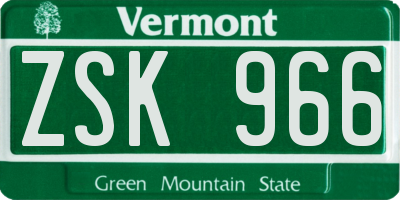 VT license plate ZSK966