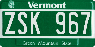VT license plate ZSK967
