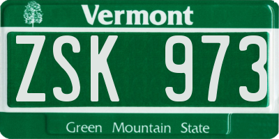 VT license plate ZSK973