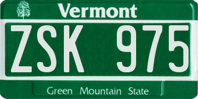 VT license plate ZSK975