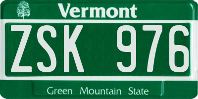 VT license plate ZSK976