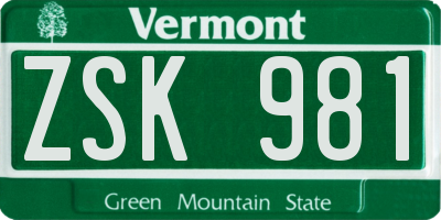 VT license plate ZSK981