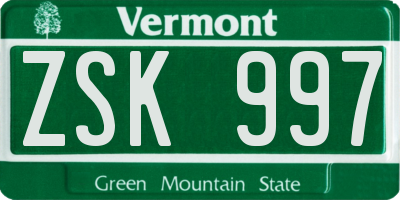 VT license plate ZSK997