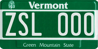 VT license plate ZSL000