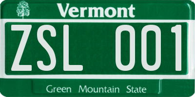 VT license plate ZSL001