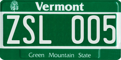 VT license plate ZSL005