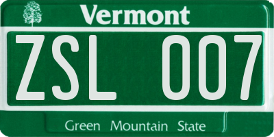 VT license plate ZSL007