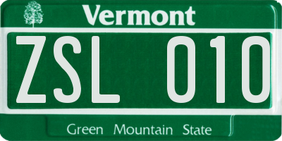 VT license plate ZSL010