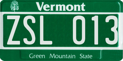 VT license plate ZSL013
