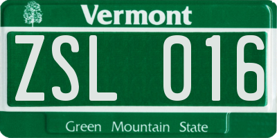 VT license plate ZSL016