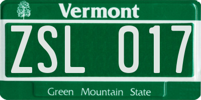 VT license plate ZSL017
