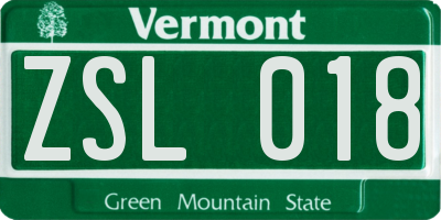VT license plate ZSL018