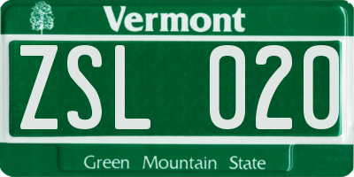 VT license plate ZSL020