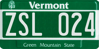 VT license plate ZSL024