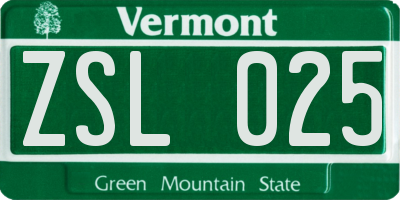 VT license plate ZSL025