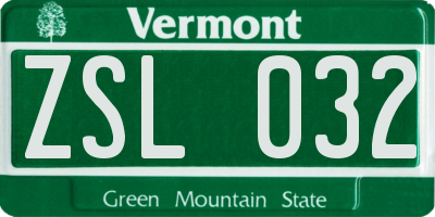 VT license plate ZSL032