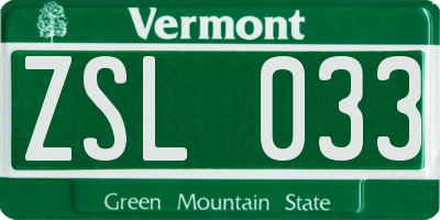 VT license plate ZSL033