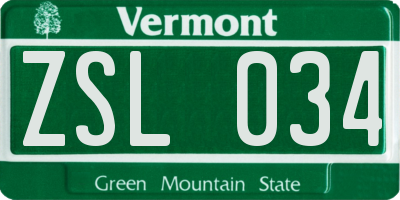 VT license plate ZSL034