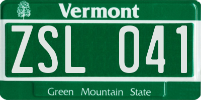 VT license plate ZSL041