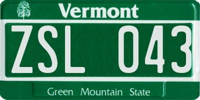 VT license plate ZSL043