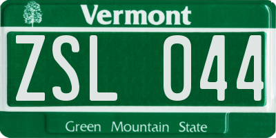 VT license plate ZSL044