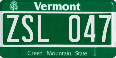 VT license plate ZSL047