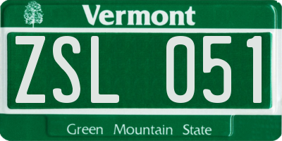 VT license plate ZSL051