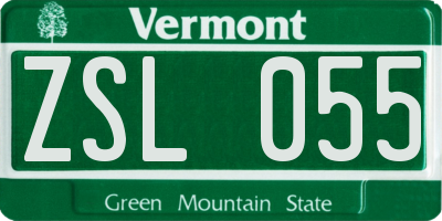 VT license plate ZSL055