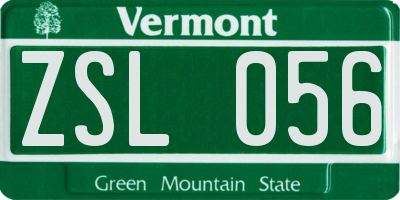 VT license plate ZSL056