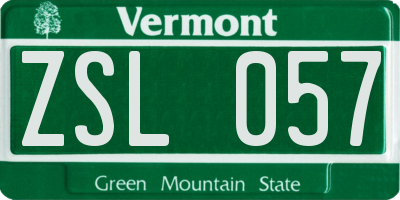 VT license plate ZSL057