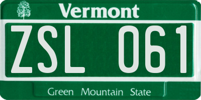 VT license plate ZSL061