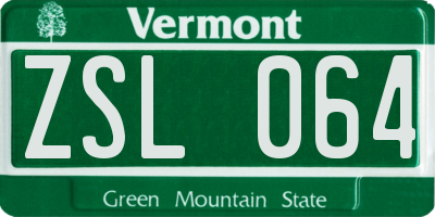 VT license plate ZSL064