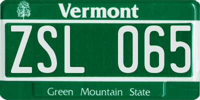 VT license plate ZSL065