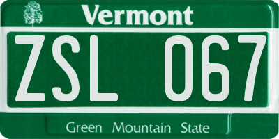 VT license plate ZSL067