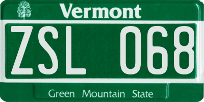 VT license plate ZSL068