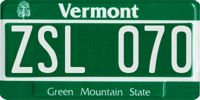 VT license plate ZSL070