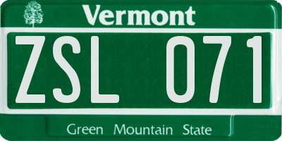 VT license plate ZSL071